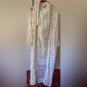 Embroidered Cream Tunic with Sequins